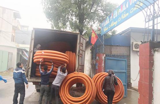 Cấp ống nhựa gân xoắn HDPE tại KCN Gia Lễ Thái Bình