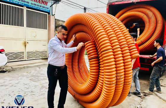 Cấp ống xoắn HDPE cho công ty Vina Cell tại KCN Vân Trung Bắc Giang
